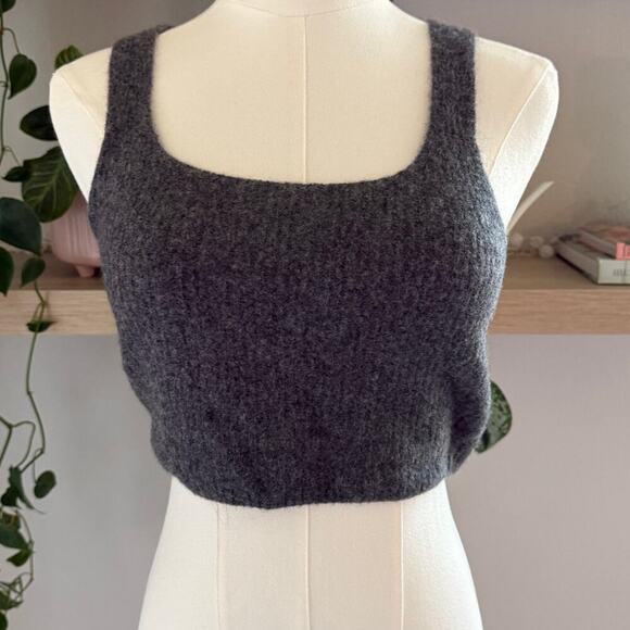 Everlane The Cozy Stretch Tank Heathered Charcoal Gray Wool Yak Blend Medium - Picture 3 of 8